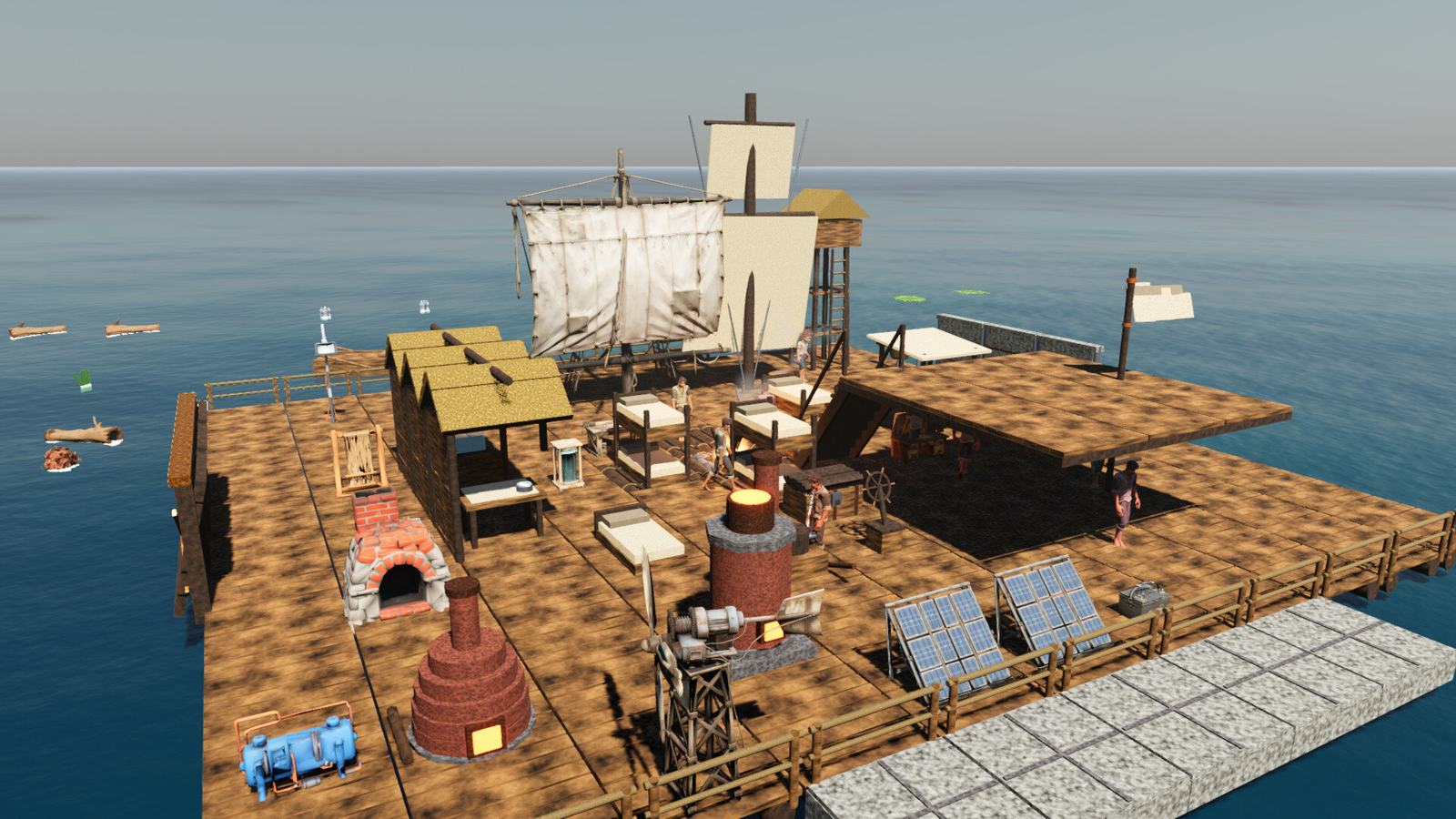 A raft town under construction in Tidewrack